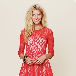 Free People Floral Mesh Lace Dress